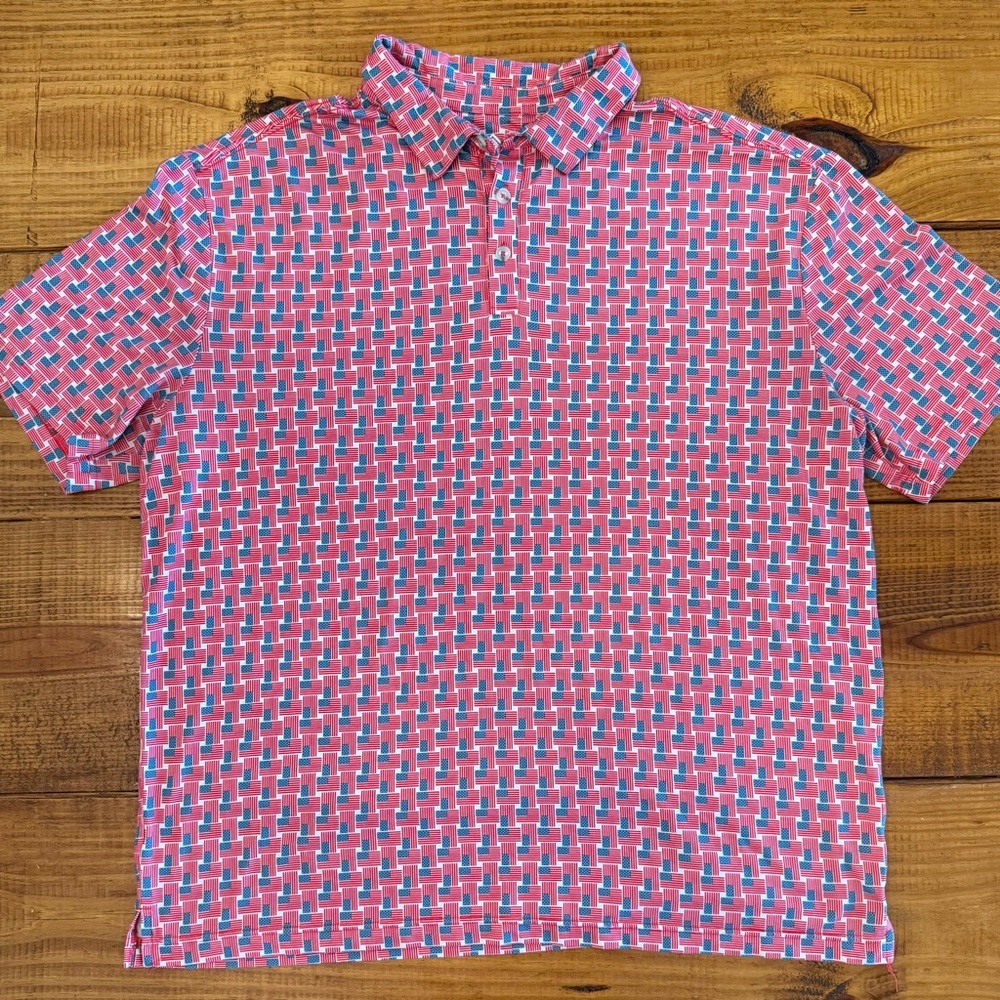 Burlebo Men's Performance Polo - American Flag Print
